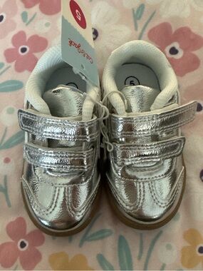 Cat & Jack Metallic Silver Velcro Toddler Sneakers